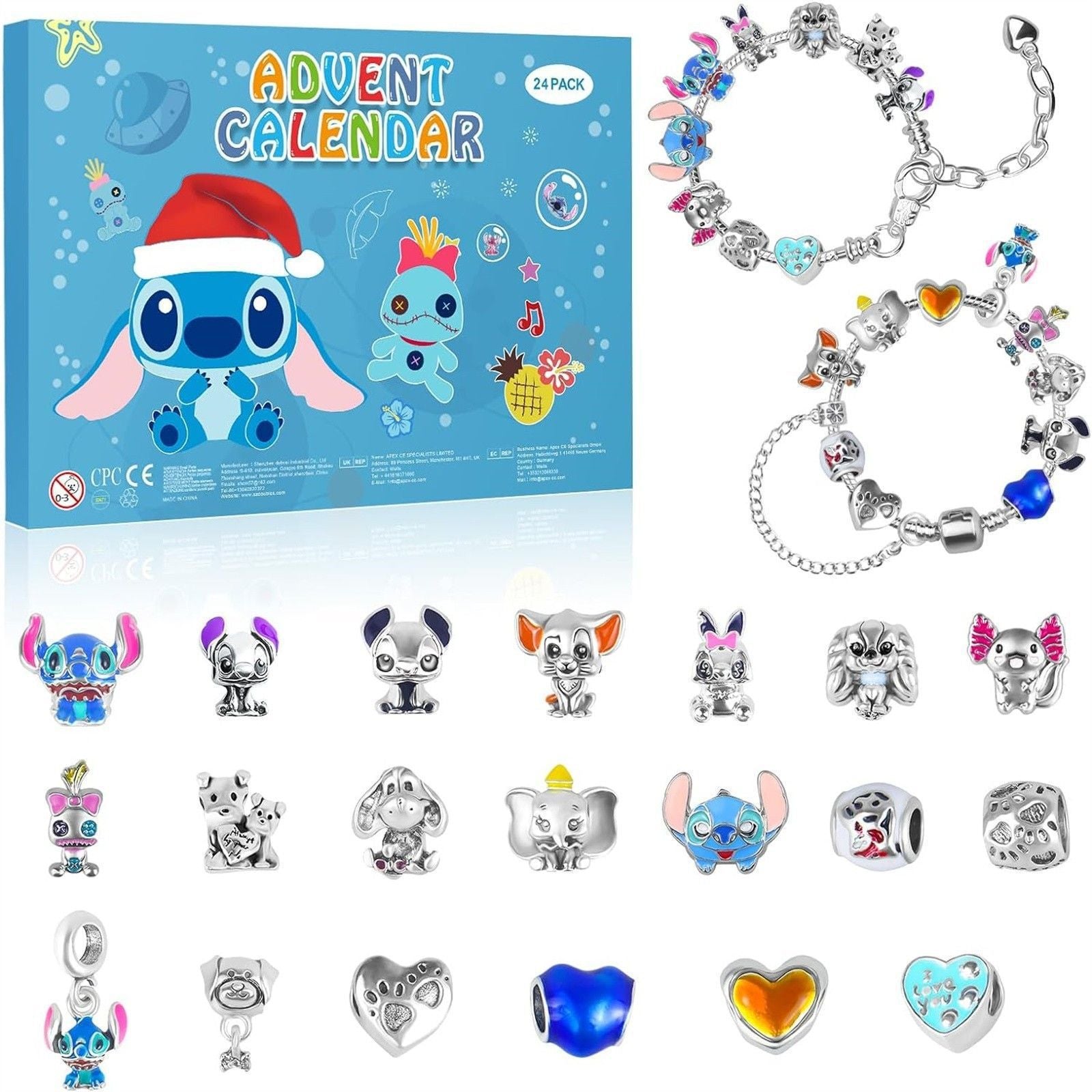 Calendrier de l’Avent Créatif Stitch | Kit DIY Bracelets pour Enfants & Ados | Coffret Cadeau Noë