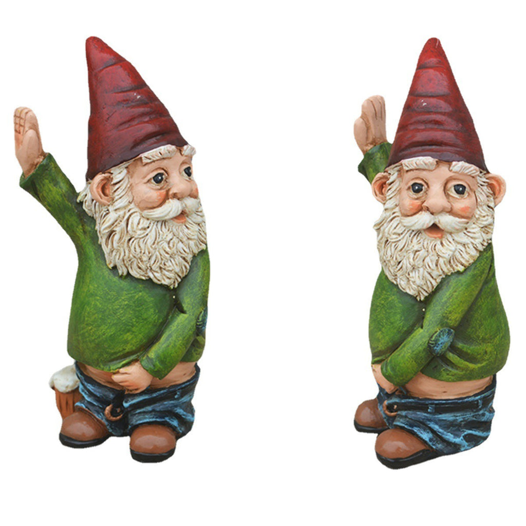 Nain de Jardin Rigolo – Statue Résine Décorative, Ornement Drôle Arrosant un Arbre