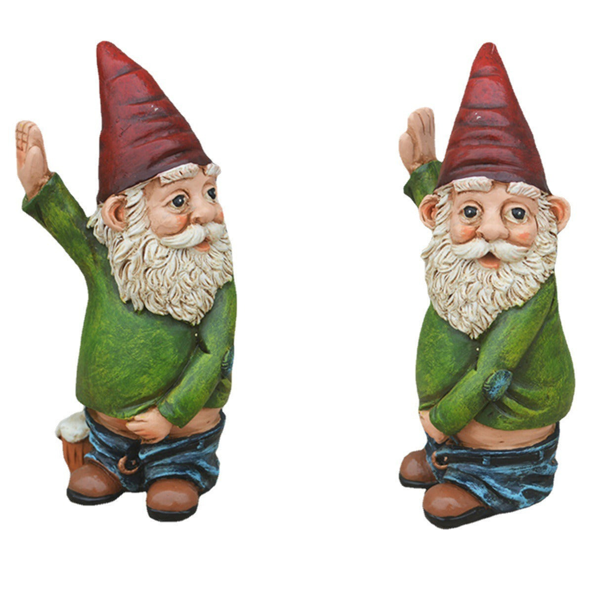 Nain de Jardin Rigolo – Statue Résine Décorative, Ornement Drôle Arrosant un Arbre