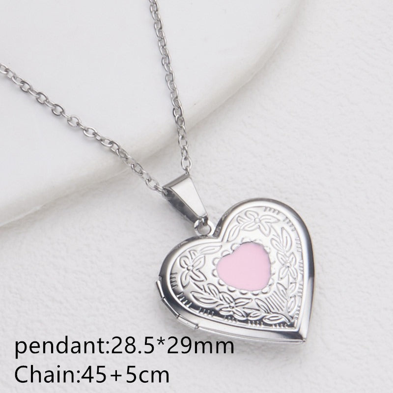 Collier Femme Cœur Personnalisé avec Boîte Album Photo – Acier Inoxydable Doré