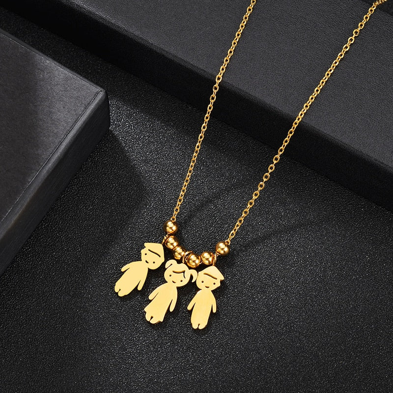 Collier Personnalisé Enfant Fille ou Garçon | Pendentif Acier Inoxydable Gravé Prénom & Date | Bijou Famille Unique
