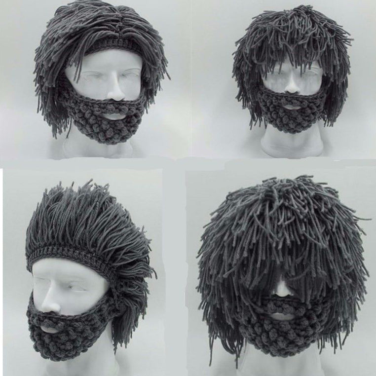 Bonnet Barbe et Moustache Tricoté à la Main – Cagoule Hiver Chaude et Drôle pour Homme
