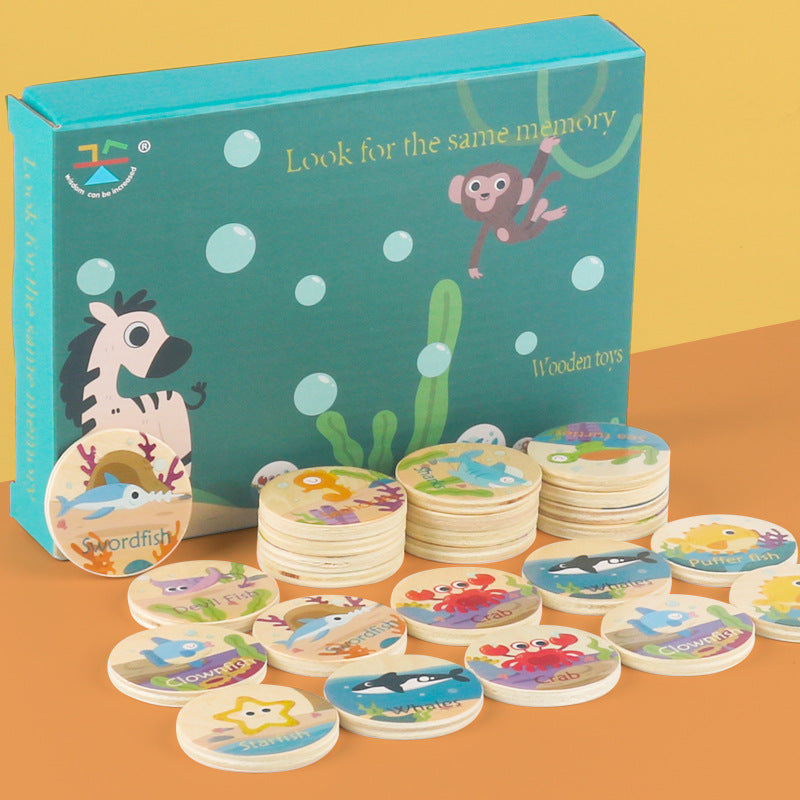 Jeu de Mémoire Dinosaures en Bois – Jeu Éducatif de Concentration et Observation pour Enfants