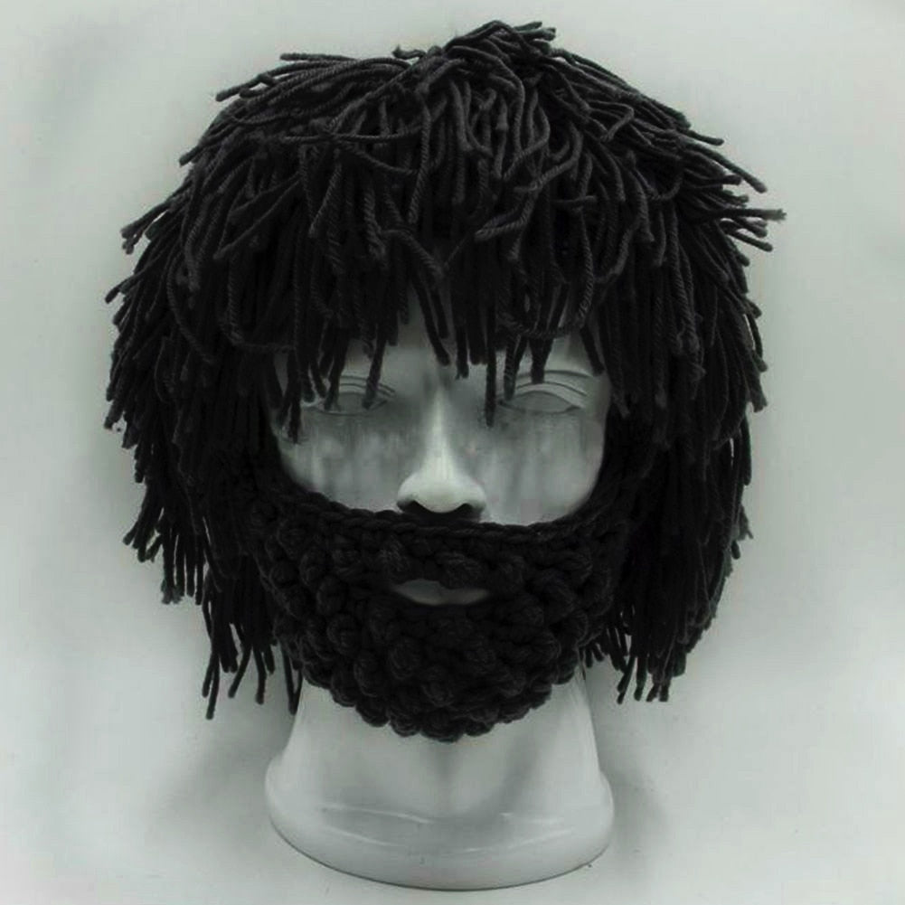 Bonnet Barbe et Moustache Tricoté à la Main – Cagoule Hiver Chaude et Drôle pour Homme