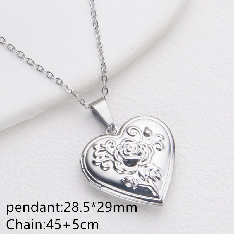 Collier Femme Cœur Personnalisé avec Boîte Album Photo – Acier Inoxydable Doré
