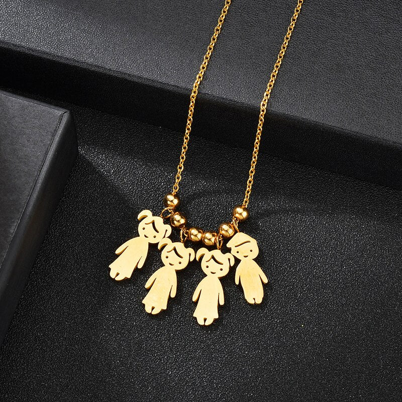 Collier Personnalisé Enfant Fille ou Garçon | Pendentif Acier Inoxydable Gravé Prénom & Date | Bijou Famille Unique