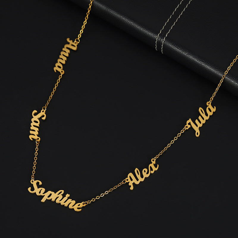 Collier Prénom Personnalisé – Pendentif Lettres en Acier Inoxydable, Bijou Femme avec Plusieurs Noms