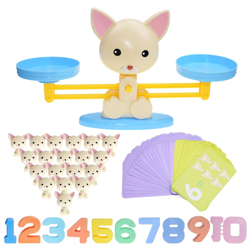 Jouet Montessori Balance Mathématique – Singe et Pingouin Éducatif, Jeu de Numération adapté pour Enfants TDAH, Dys et Autistes