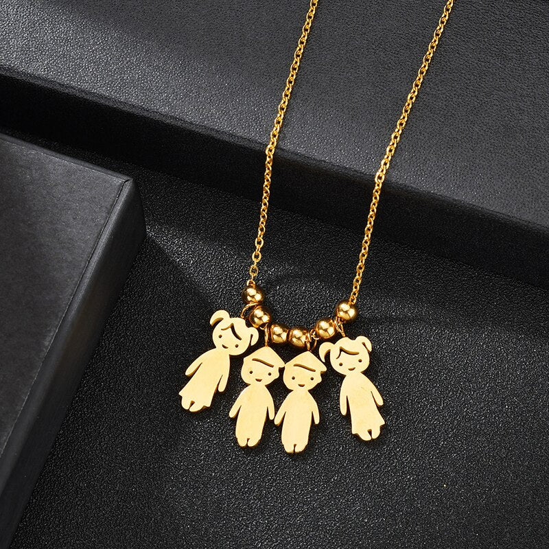 Collier Personnalisé Enfant Fille ou Garçon | Pendentif Acier Inoxydable Gravé Prénom & Date | Bijou Famille Unique
