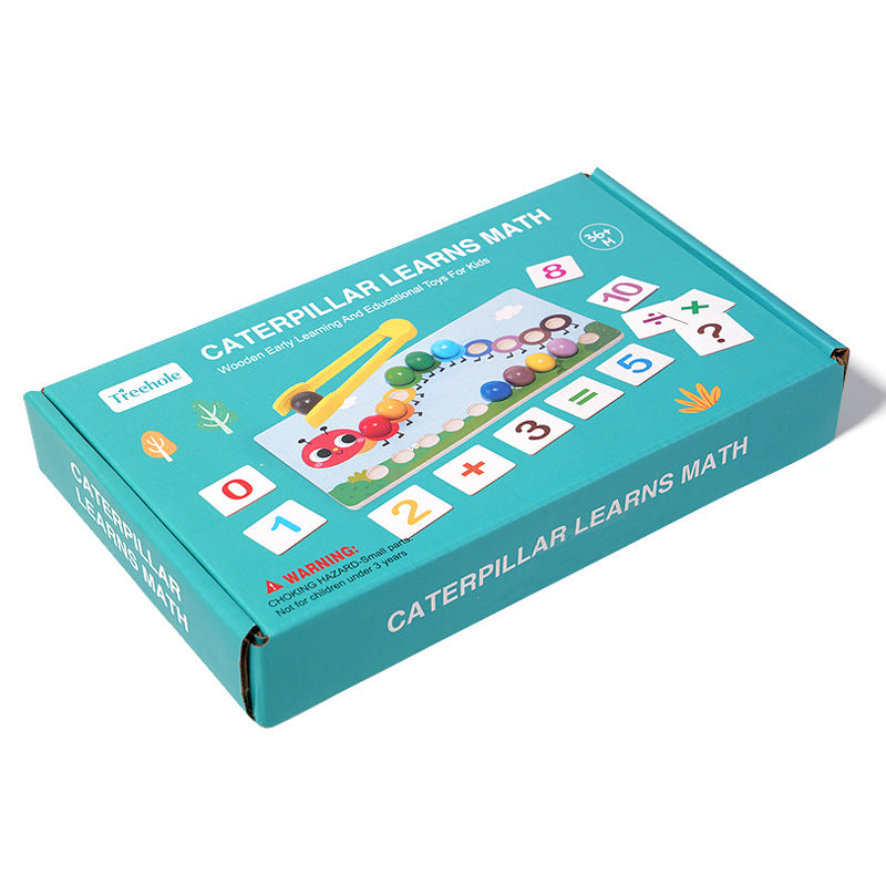 Jouet éducatif chenille de calcul – Puzzle d’éveil Montessori pour enfants, perles colorées et pince d’apprentissage