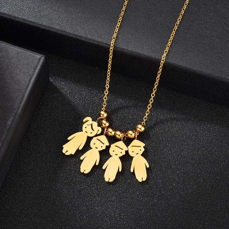 Collier Personnalisé Enfant Fille ou Garçon | Pendentif Acier Inoxydable Gravé Prénom & Date | Bijou Famille Unique