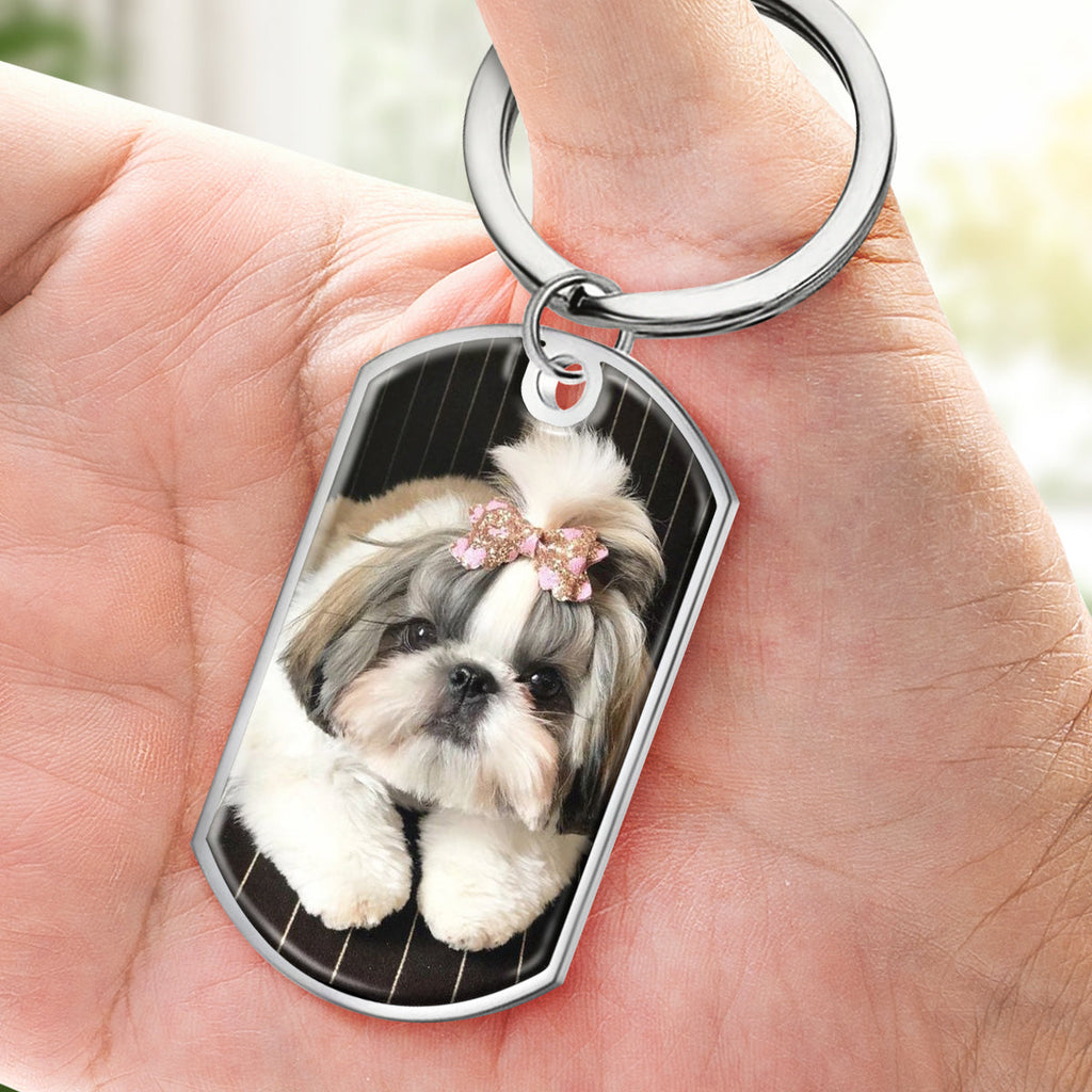 Porte-Clés Commémoratif Personnalisé – Souvenir Éternel en Acier Inoxydable | Hommage Animal ou Proche Disparu