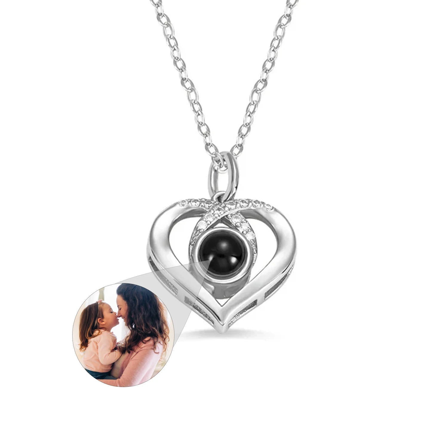 Collier Photo Personnalisé avec Projection – Bijou Cœur Gravé, Cadeau Femme, Amour & Souvenir