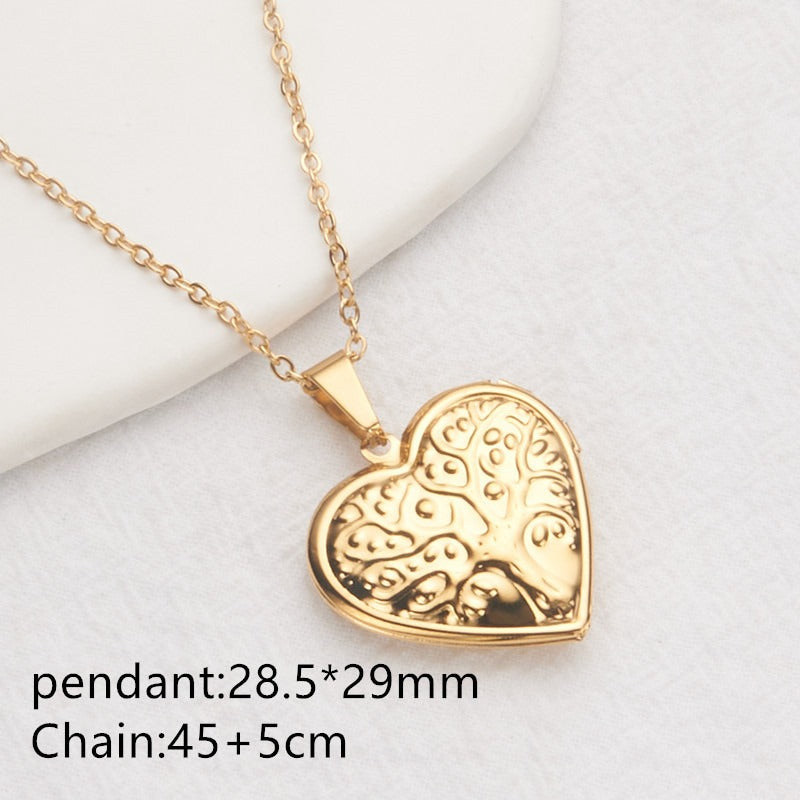 Collier Femme Cœur Personnalisé avec Boîte Album Photo – Acier Inoxydable Doré