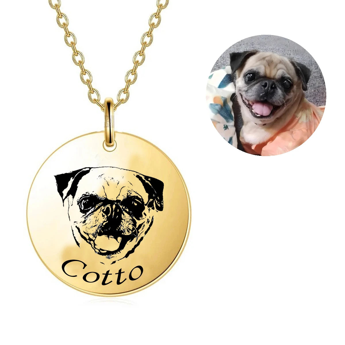 Collier Photo Animal Personnalisé Femme – Bijou Chat ou Chien avec Fleurs du Mois – Acier Inoxydable