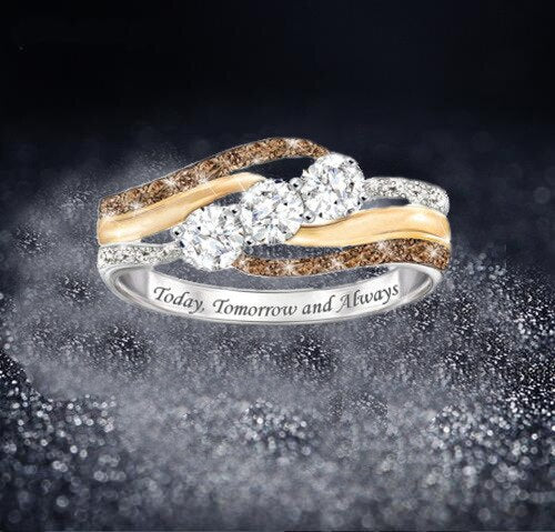 Bague Femme Personnalisée Lettre | Cristal Bicolore | Alliance Mariage & Mode