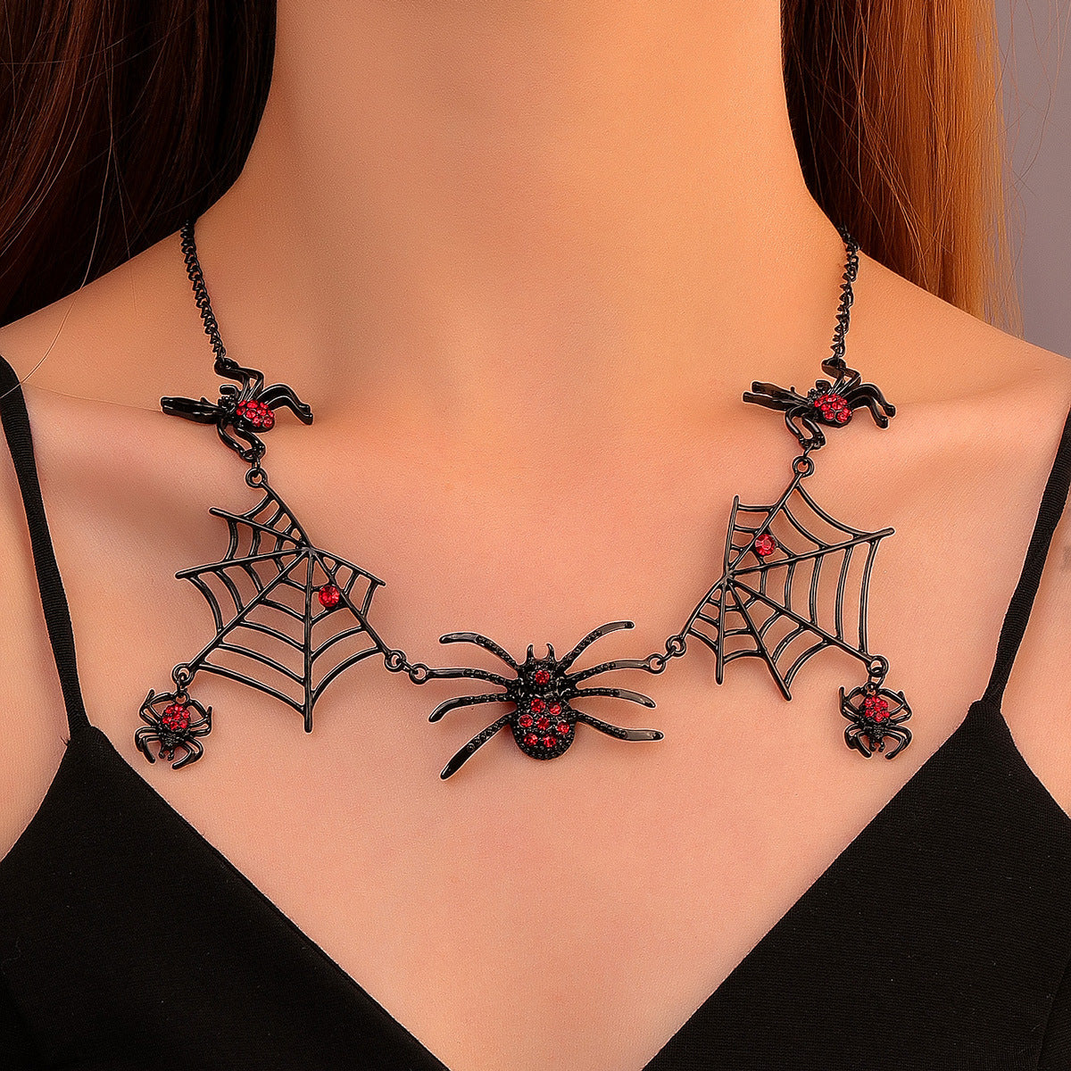Collier Araignée Halloween – Ras-de-Cou Toile d’Araignée Créatif et Drôle, Bijou Fantaisie Sombre