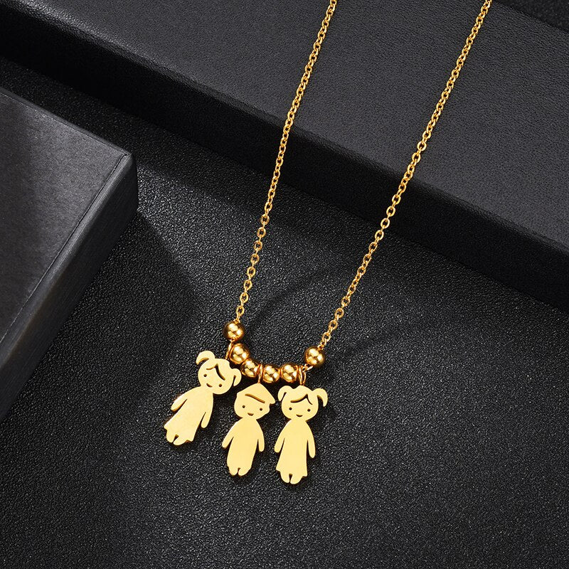 Collier Personnalisé Enfant Fille ou Garçon | Pendentif Acier Inoxydable Gravé Prénom & Date | Bijou Famille Unique