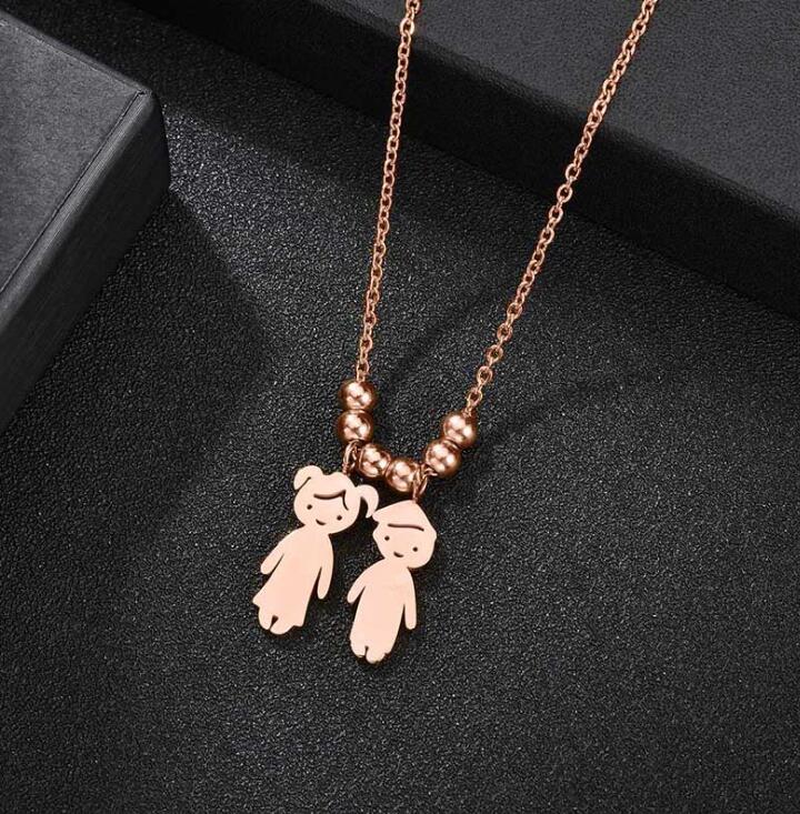 Collier Personnalisé Enfant Fille ou Garçon | Pendentif Acier Inoxydable Gravé Prénom & Date | Bijou Famille Unique