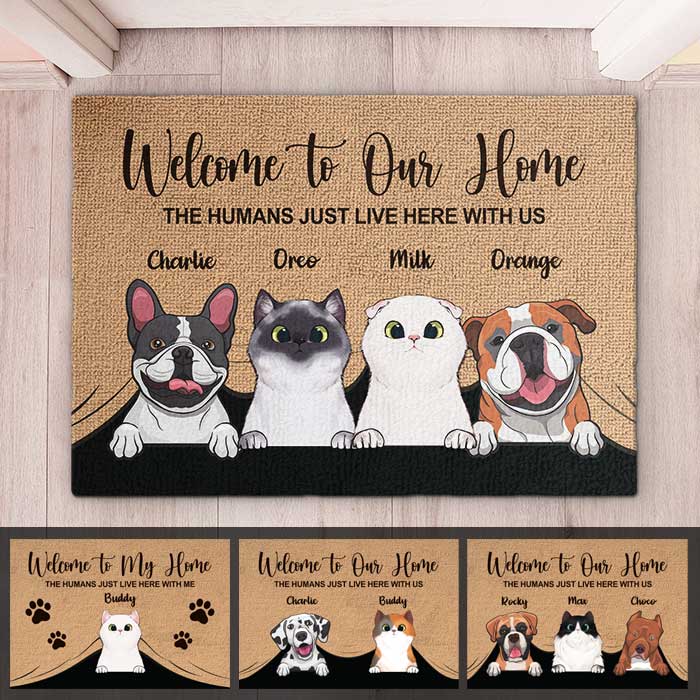 Paillasson Personnalisé Chien & Chat – Welcome To The Pet Home | Tapis d’Entrée Humoristique