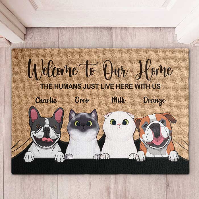 Paillasson Personnalisé Chien & Chat – Welcome To The Pet Home | Tapis d’Entrée Humoristique