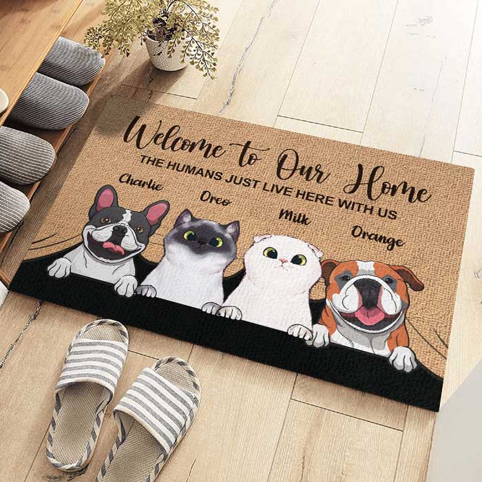 Paillasson Personnalisé Chien & Chat – Welcome To The Pet Home | Tapis d’Entrée Humoristique