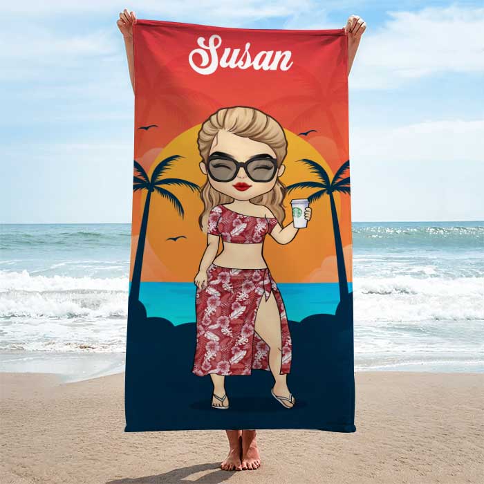 Serviette de Plage Personnalisée – Accessoire Été Vacances Mer & Piscine