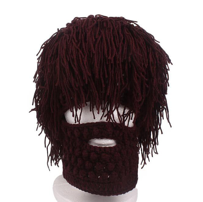 Bonnet Barbe et Moustache Tricoté à la Main – Cagoule Hiver Chaude et Drôle pour Homme