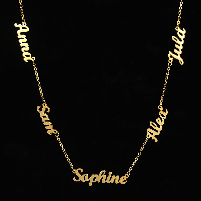 Collier Prénom Personnalisé – Pendentif Lettres en Acier Inoxydable, Bijou Femme avec Plusieurs Noms