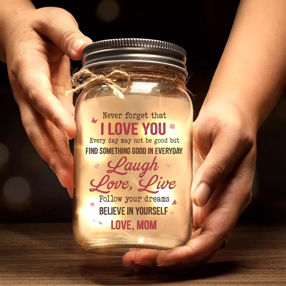 Lampe bocal personnalisée – “Life Is Beautiful With My Daughter” – Cadeau lumineux mère-fille