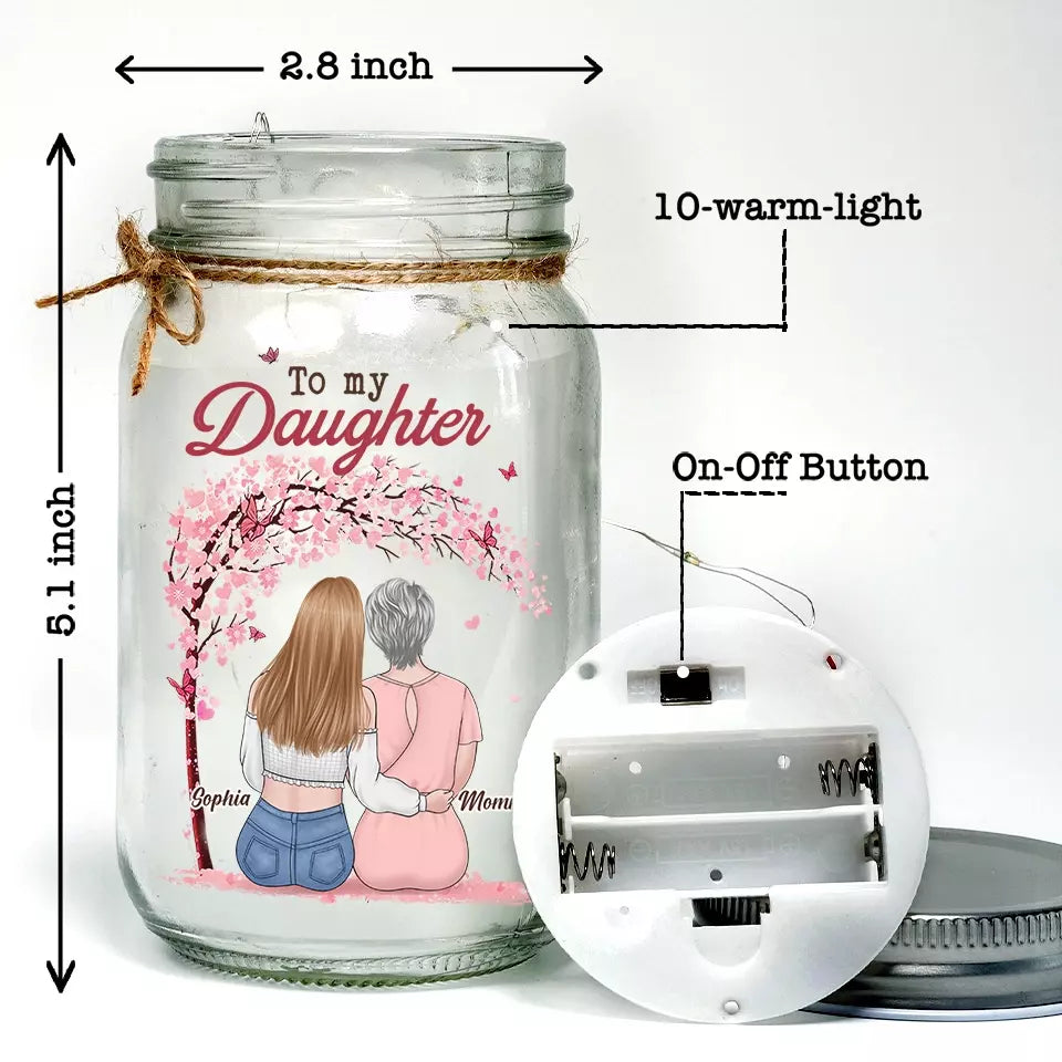 Lampe bocal personnalisée – “Life Is Beautiful With My Daughter” – Cadeau lumineux mère-fille