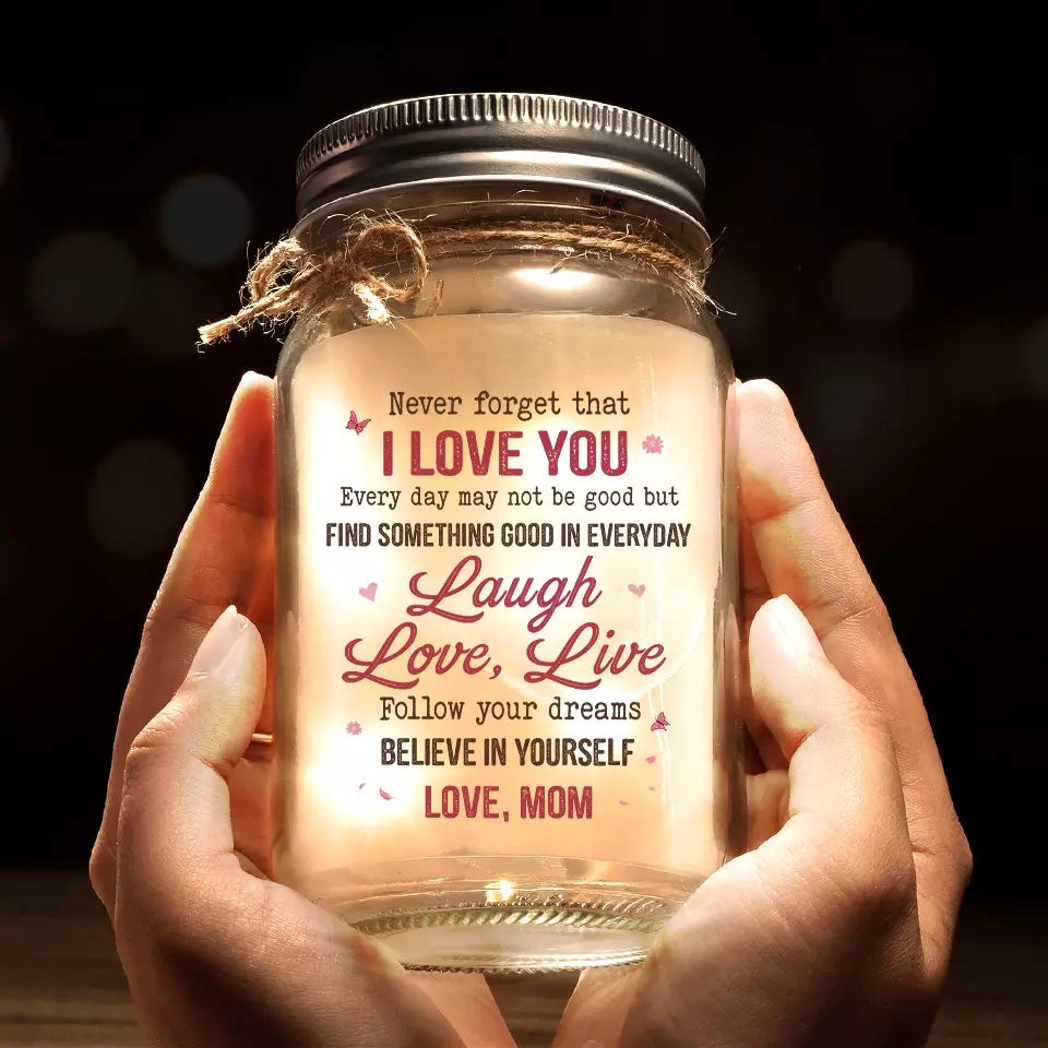 Lampe bocal personnalisée – “Life Is Beautiful With My Daughter” – Cadeau lumineux mère-fille