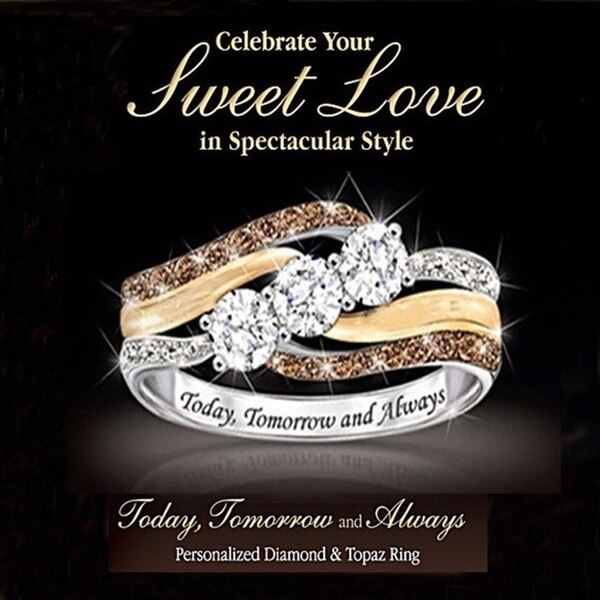 Bague Femme Personnalisée Lettre | Cristal Bicolore | Alliance Mariage & Mode