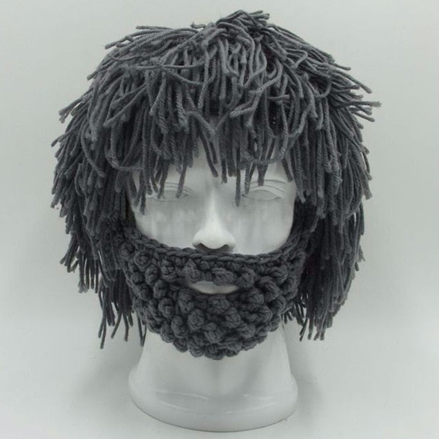 Bonnet Barbe et Moustache Tricoté à la Main – Cagoule Hiver Chaude et Drôle pour Homme