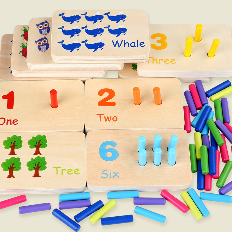 Jeu Montessori en Bois – Planche de Correspondance des Bâtonnets Colorés – Apprentissage Sensoriel et Mathématique