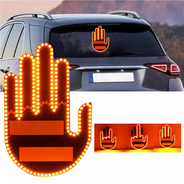 Gadget LED Voiture – Doigt d’Honneur Lumineux pour Pare-Brise Arrière – Décoration Intérieure Fun