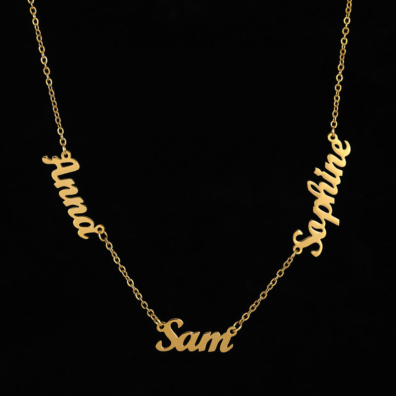 Collier Prénom Personnalisé – Pendentif Lettres en Acier Inoxydable, Bijou Femme avec Plusieurs Noms