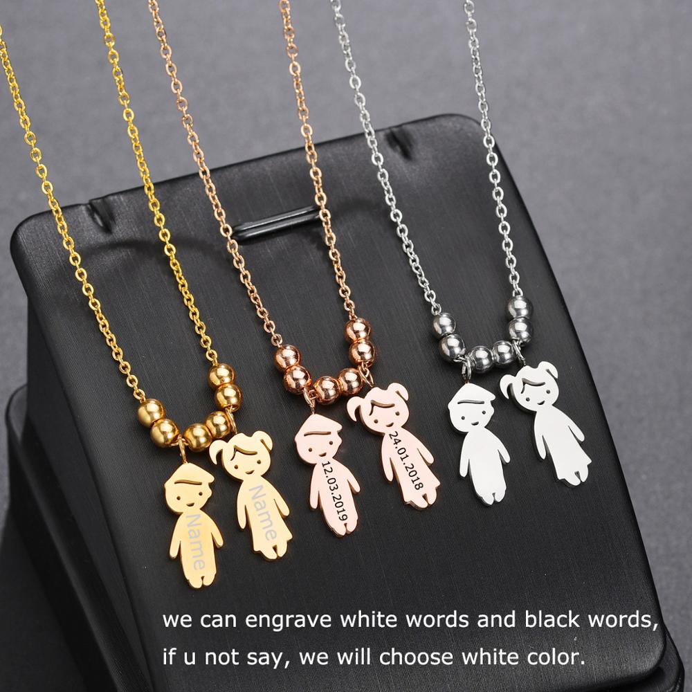 Collier Personnalisé Enfant Fille ou Garçon | Pendentif Acier Inoxydable Gravé Prénom & Date | Bijou Famille Unique