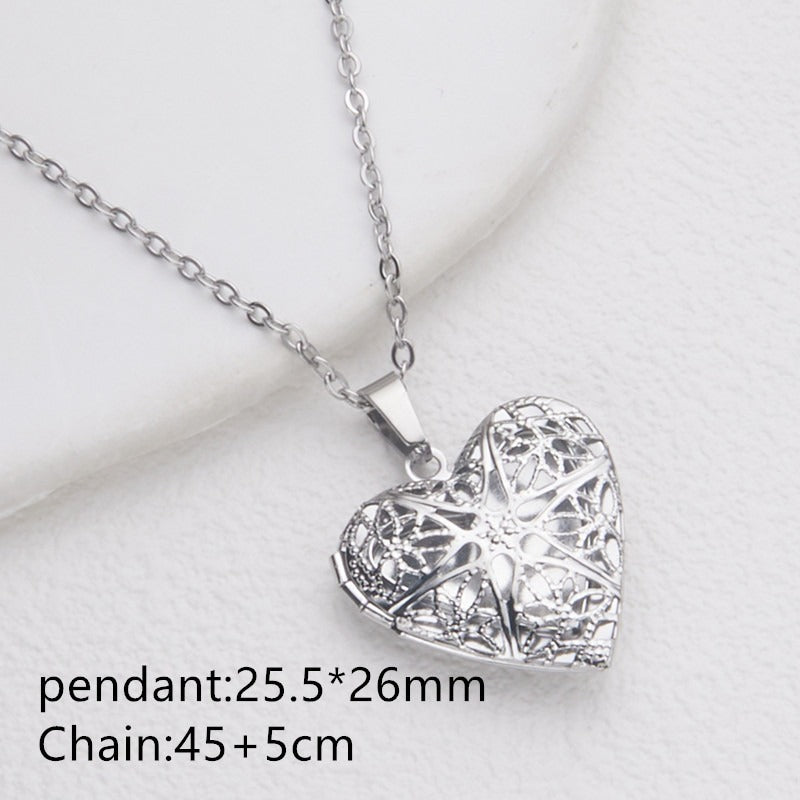 Collier Femme Cœur Personnalisé avec Boîte Album Photo – Acier Inoxydable Doré