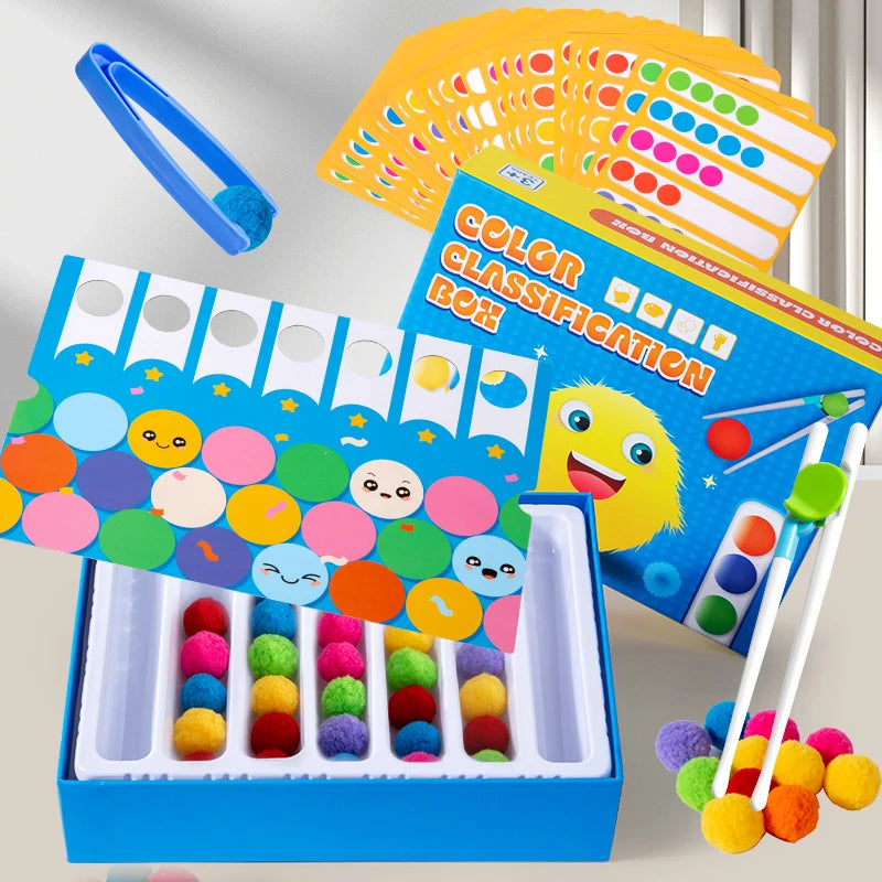 Jeu éducatif Montessori de tri et d’association des couleurs – Pince et balles pour apprentissage précoce et motricité fine