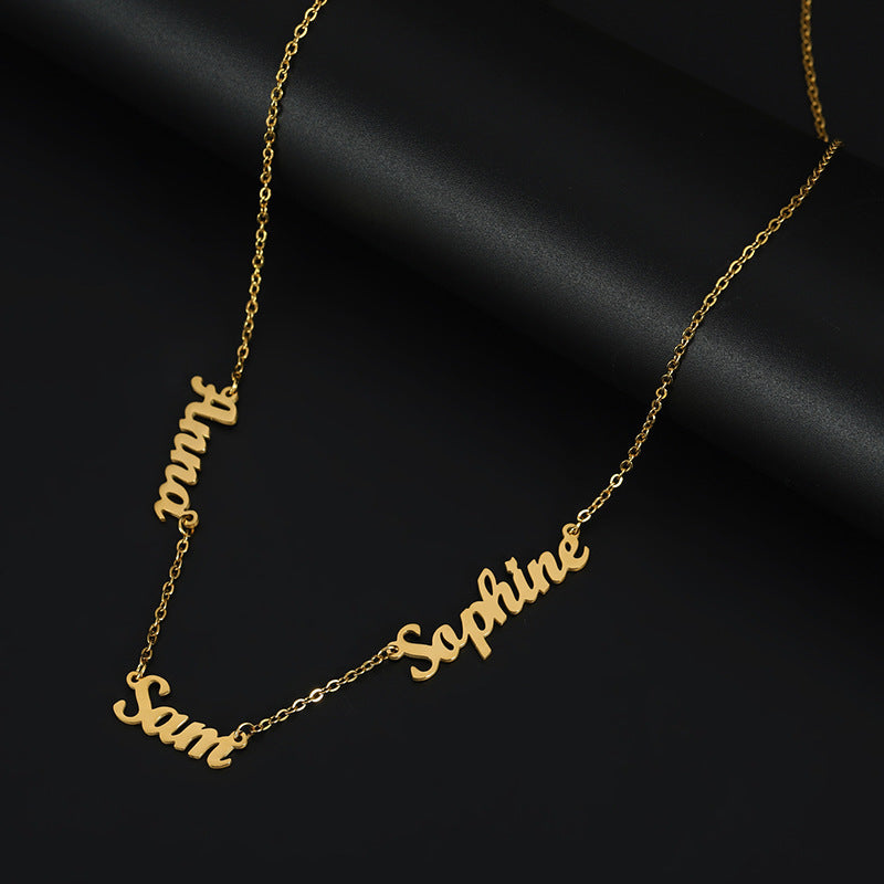 Collier Prénom Personnalisé – Pendentif Lettres en Acier Inoxydable, Bijou Femme avec Plusieurs Noms