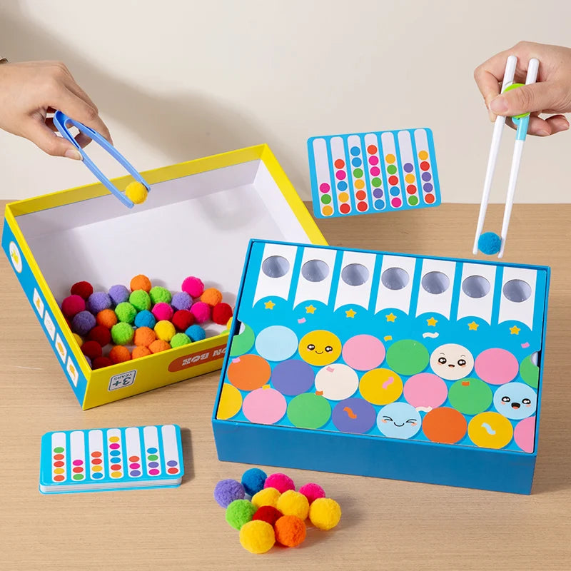 Jeu éducatif Montessori de tri et d’association des couleurs – Pince et balles pour apprentissage précoce et motricité fine
