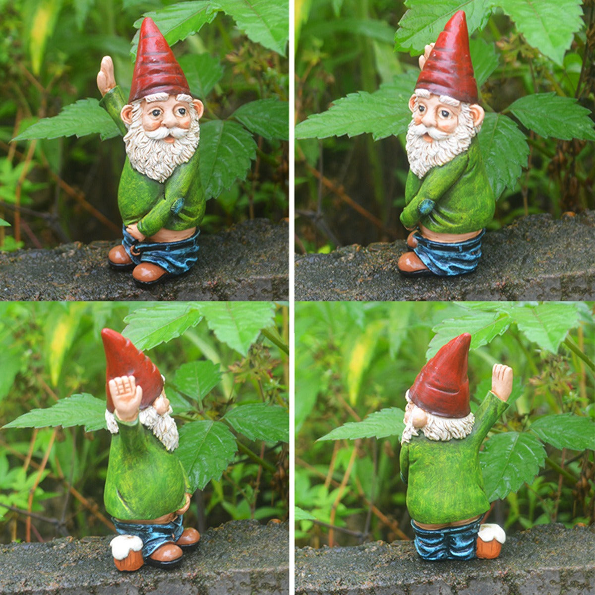 Nain de Jardin Rigolo – Statue Résine Décorative, Ornement Drôle Arrosant un Arbre