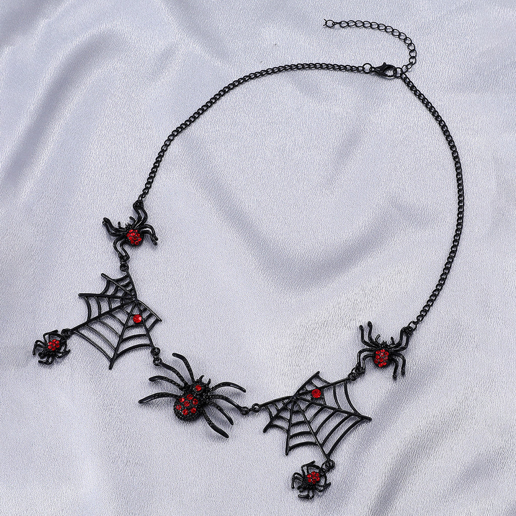 Collier Araignée Halloween – Ras-de-Cou Toile d’Araignée Créatif et Drôle, Bijou Fantaisie Sombre