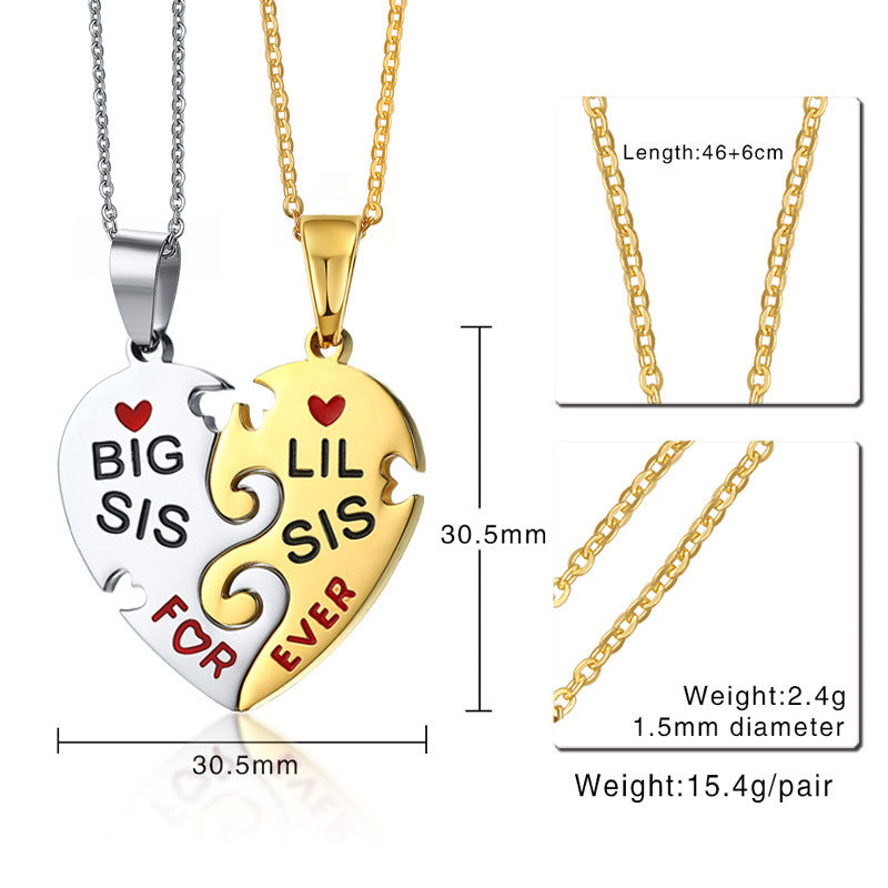 Collier Puzzle Cœur Personnalisé en Acier Inoxydable | Collier Duo Amitié & Couple Gravé
