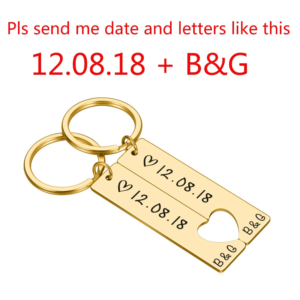 Porte-Clés Cœur Personnalisé Couple | Gravure Prénom & Date | Cadeau Amour Unique pour Elle & Lui