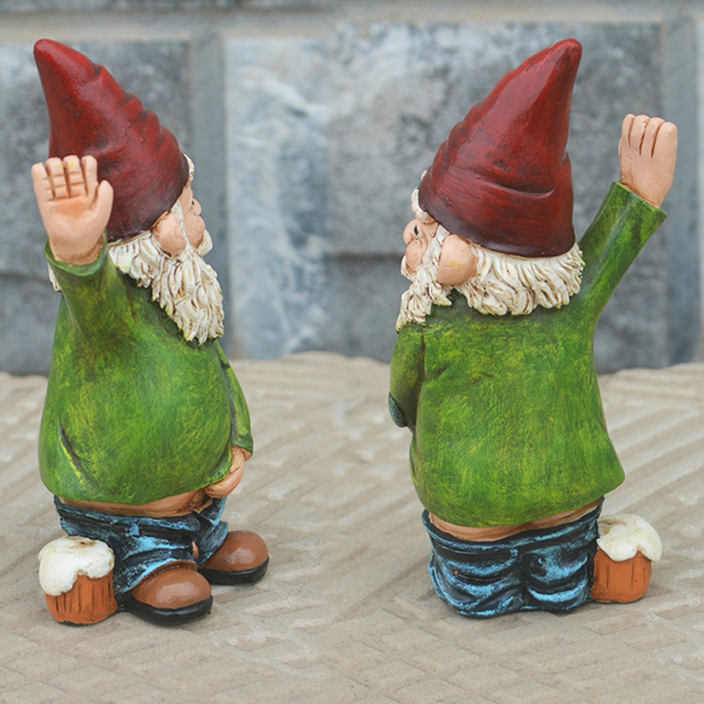 Nain de Jardin Rigolo – Statue Résine Décorative, Ornement Drôle Arrosant un Arbre