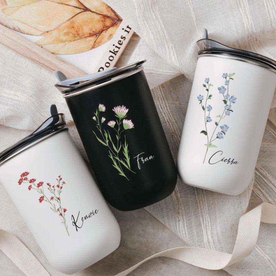 Verre Personnalisé avec Couverture Florale | Cadeau Élégant et Unique