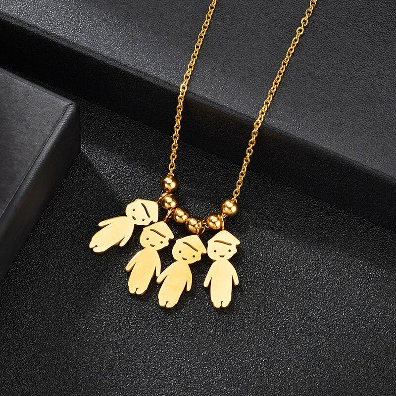Collier Personnalisé Enfant Fille ou Garçon | Pendentif Acier Inoxydable Gravé Prénom & Date | Bijou Famille Unique