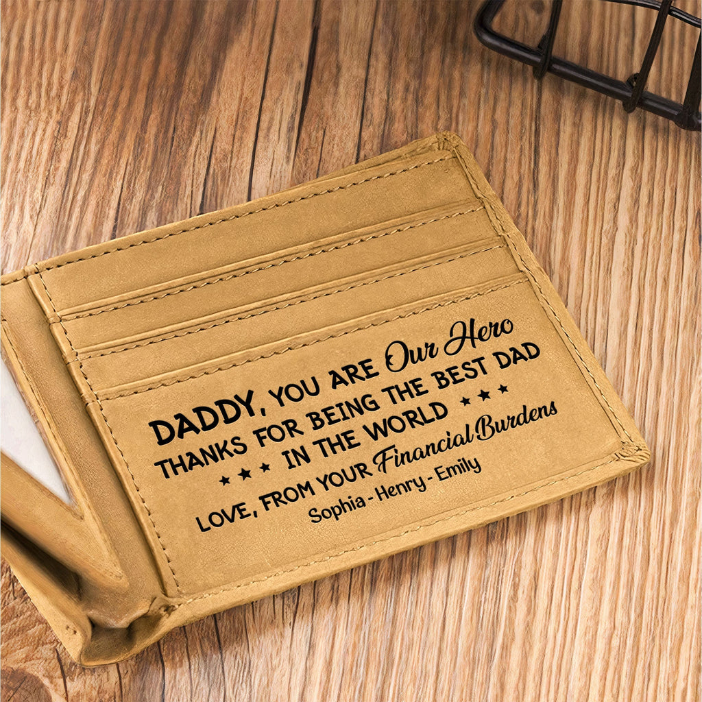 Portefeuille en cuir personnalisé – “Best Dad Ever” nouvelle version – Cadeau unique pour papa